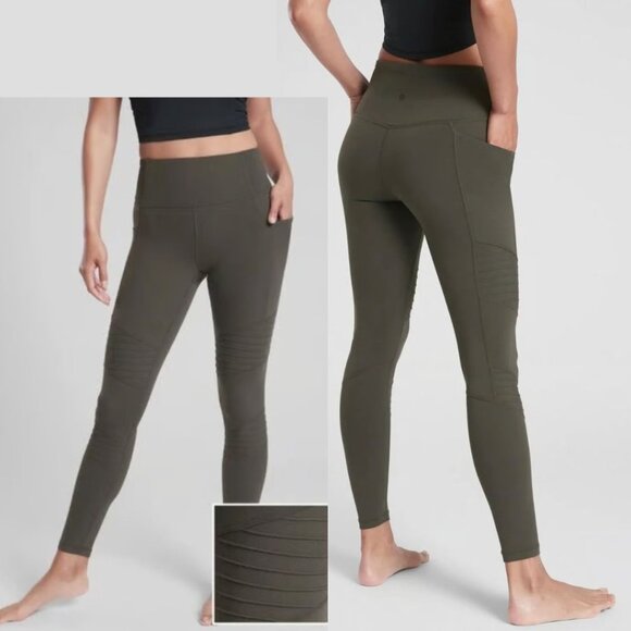 Athleta - Inclination Moto Tight Leggings Running 490560 | Small | Arbor Olive - Picture 1 of 5